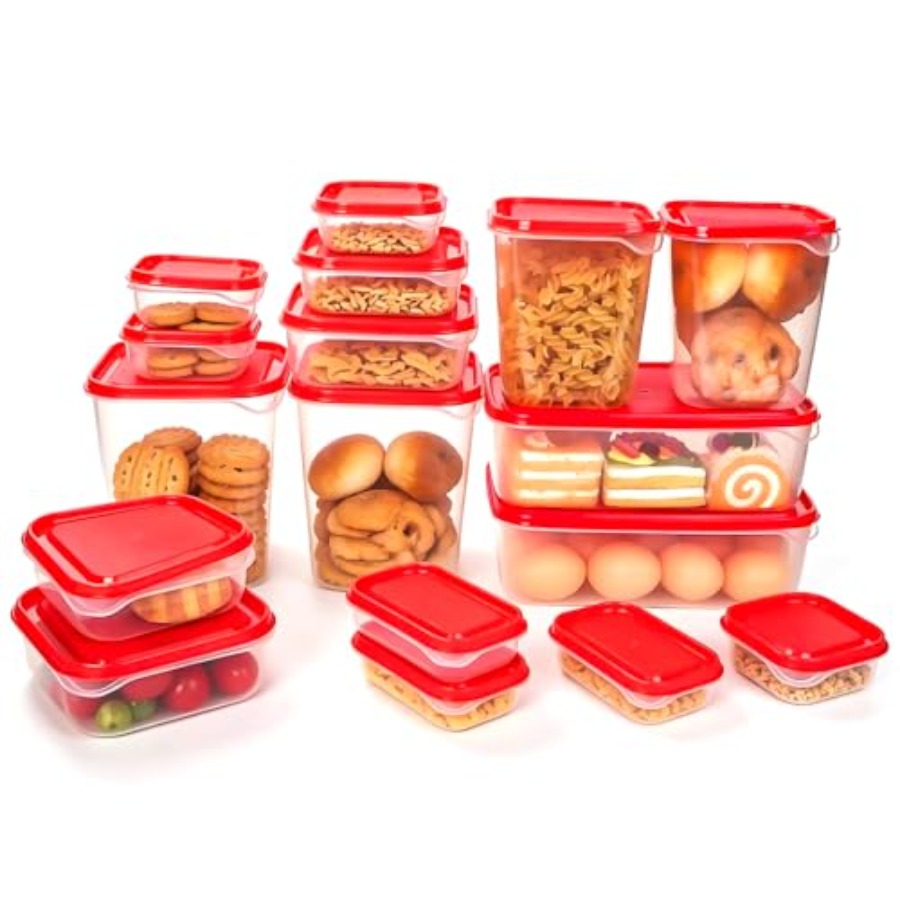 Food Storage Meals - مجموعة تخزين طعام بلاستيكية من 17