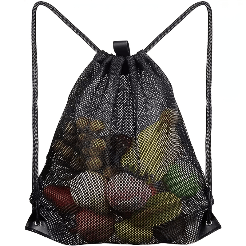 Produce Bag Reusable Mesh - حقيبة ظهر شبكية قابلة للتنفس برباط