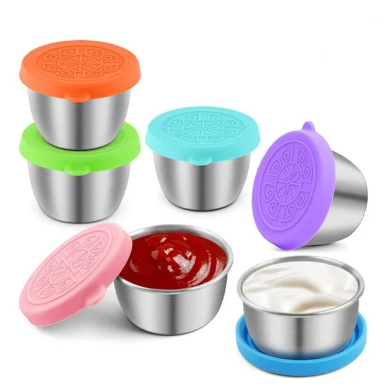Silicone Stretch Lid - 6 قطعة/مجموعة 304 الفولاذ المقاوم للصدأ