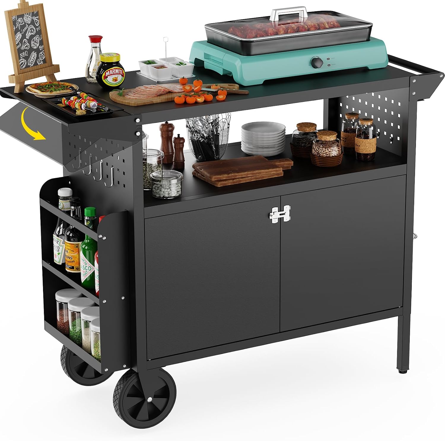 Food Storage Table - عربة شواء خارجية مع طاولة تخزين
