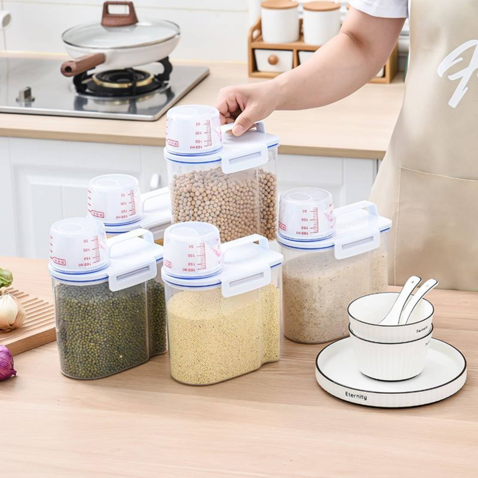 Food Storage Safe - حاوية تخزين الأرز الآمنة مع مقياس