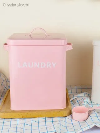 Food Storage Metal Box - صندوق تخزين معدني وردي وأبيض للمطبخ