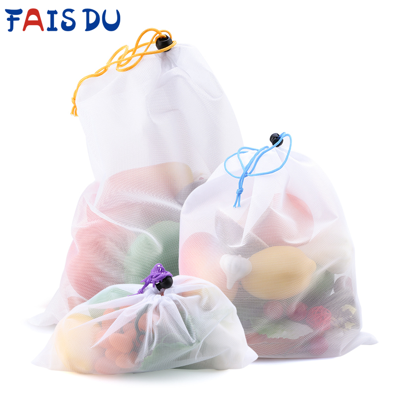 Produce Bag Reusable Mesh - 3/9/15 قطعة قابلة لإعادة الاستخدام الخضار