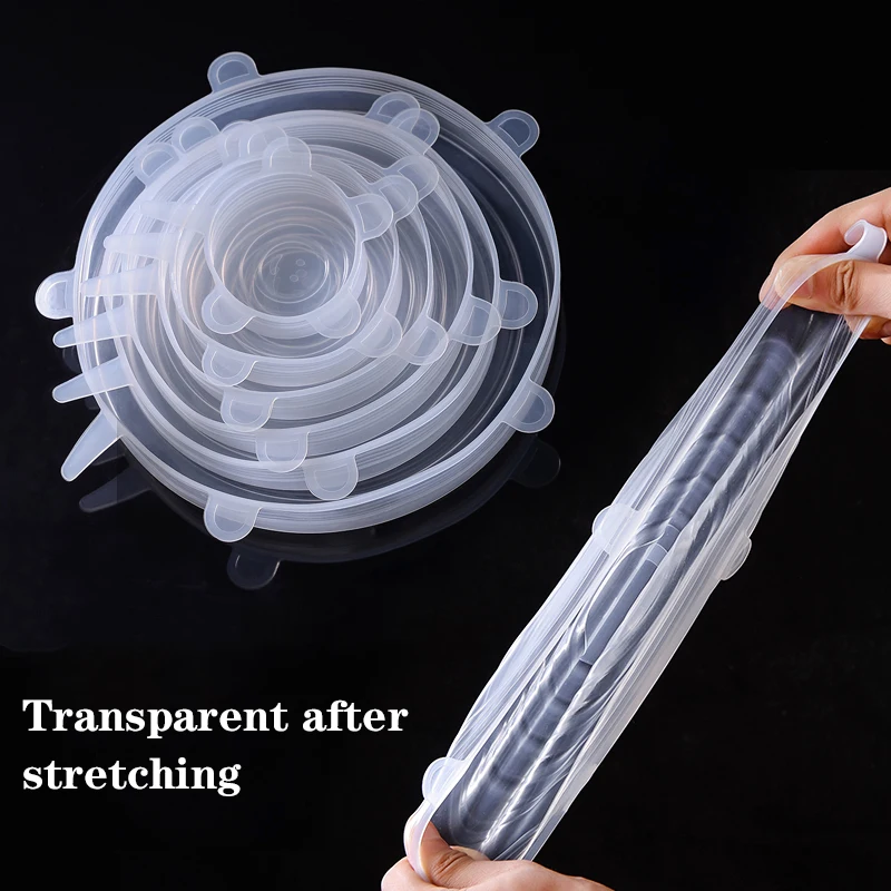 Silicone Stretch Lid - 6 قطع غطاء سيليكون قابل للتكيف،