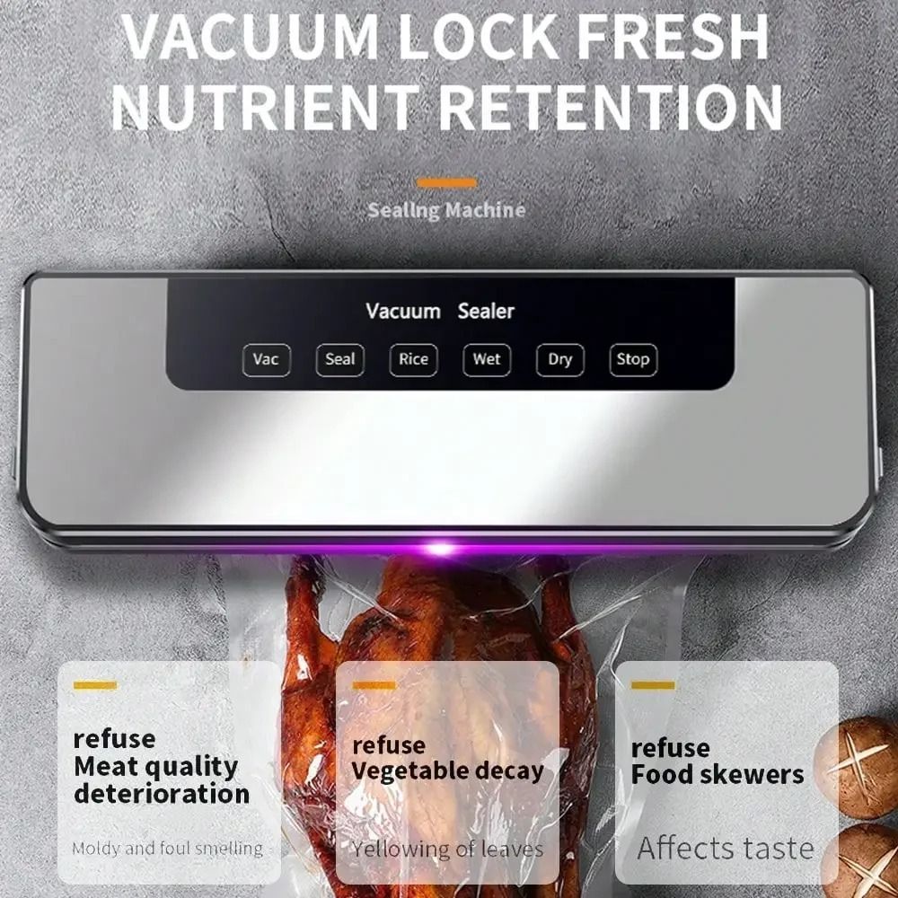 Food Storage Vacuum - جهاز تفريغ الهواء الكهربائي بزر لمس،