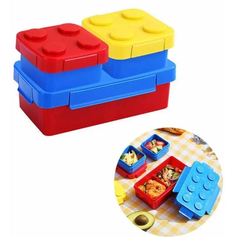 Food Storage Building - صندوق غداء مكعبات بناء للأطفال ،