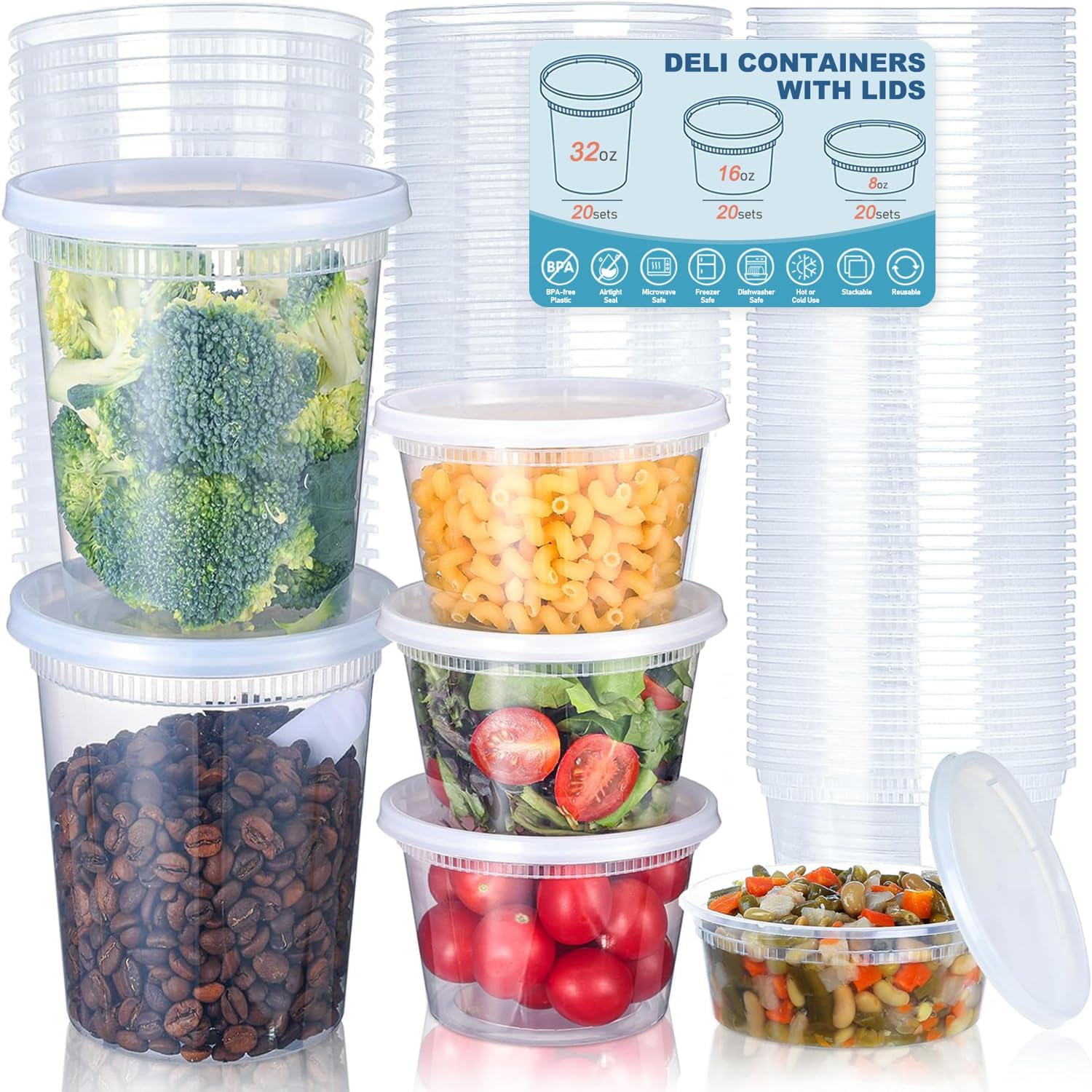 Food Storage Freezer Containers - 24 قطعة من حاويات تخزين الطعام