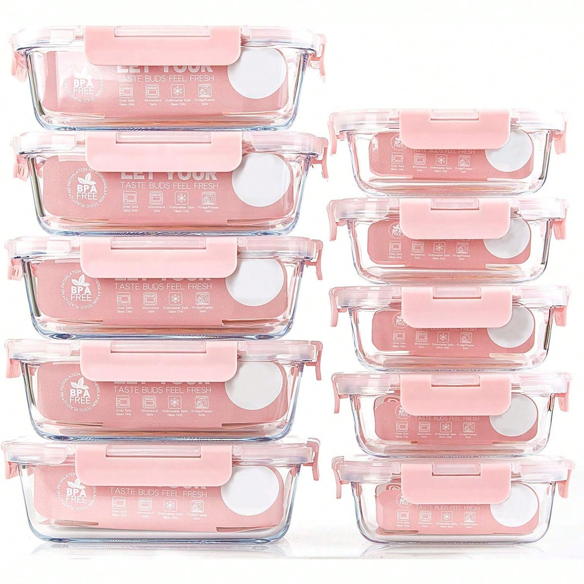 Food Storage Freezer Containers - 10 حاويات زجاجية لتحضير الوجبات، حاويات