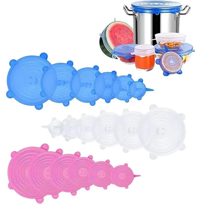 Silicone Stretch Lid - مجموعة أغطية سيليكون قابلة لإعادة الاستخدام،
