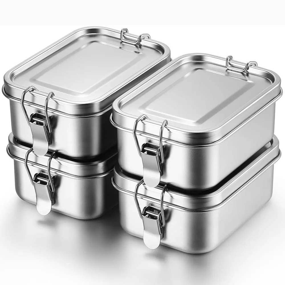 Food Storage With Lock - صندوق بينتو من الفولاذ المقاوم للصدأ،