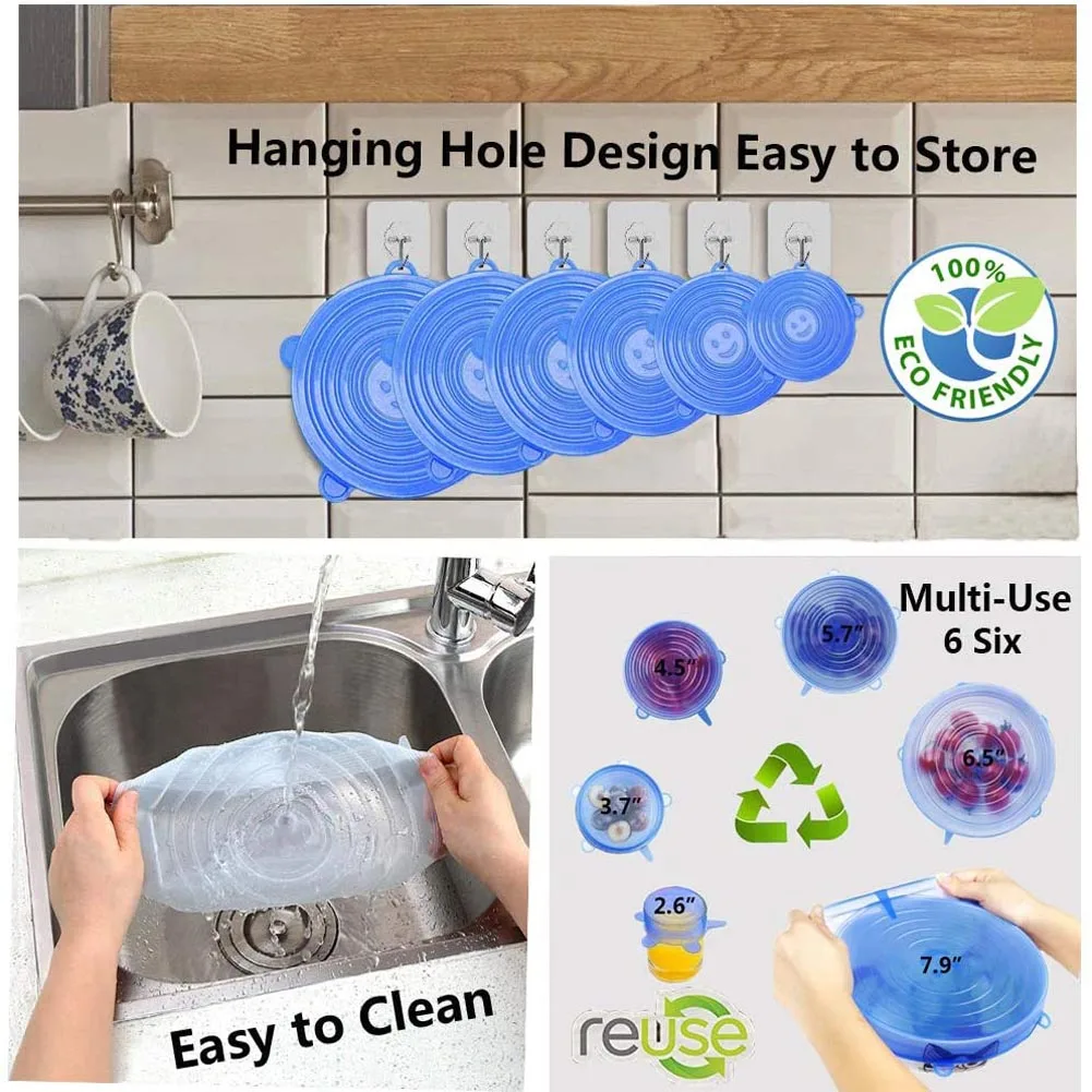 6 قطعة يغطي تمتد سيليكون قابلة - مراجعة Silicone Stretch Lid وسعره