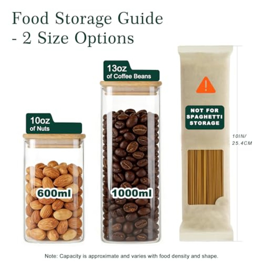 مجموعة من 12 وعاء تخزين زجاجي  - مراجعة Food Storage Pantry وسعره