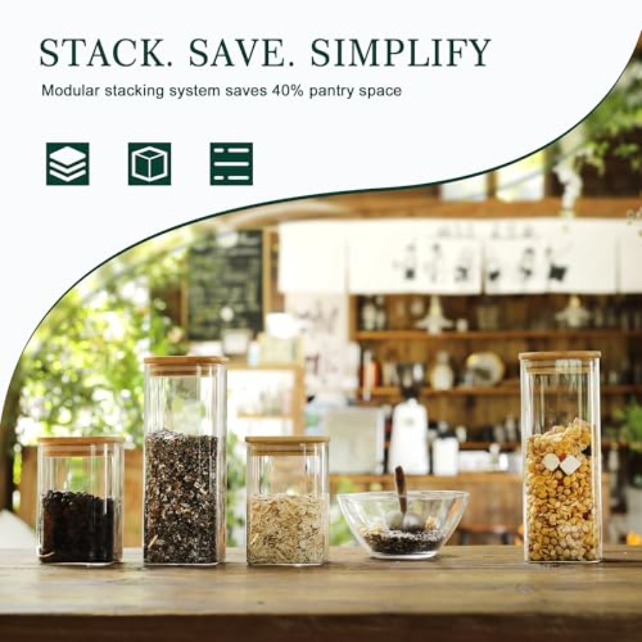 مجموعة من 12 وعاء تخزين زجاجي  - مراجعة Food Storage Pantry وسعره