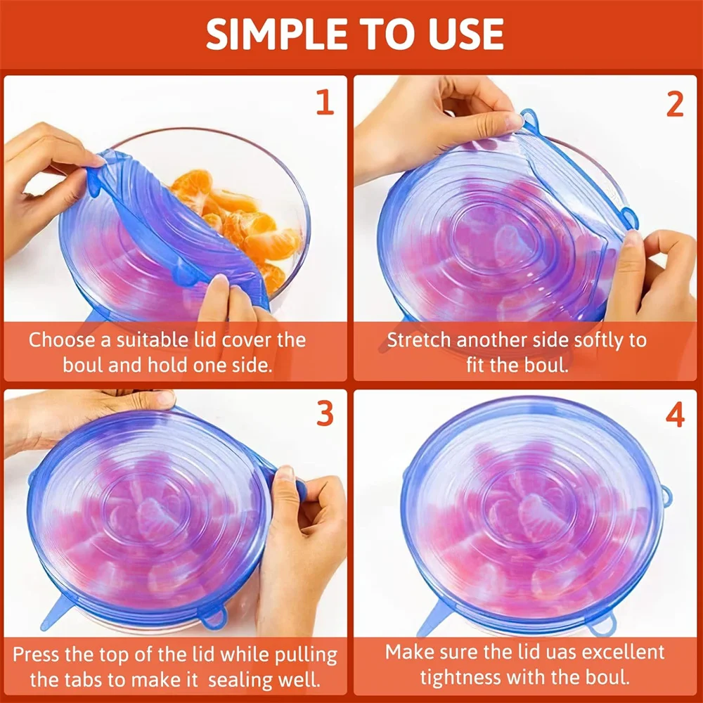 6 قطع من أغطية أوعية السيليكون - مراجعة Silicone Stretch Lid وسعره