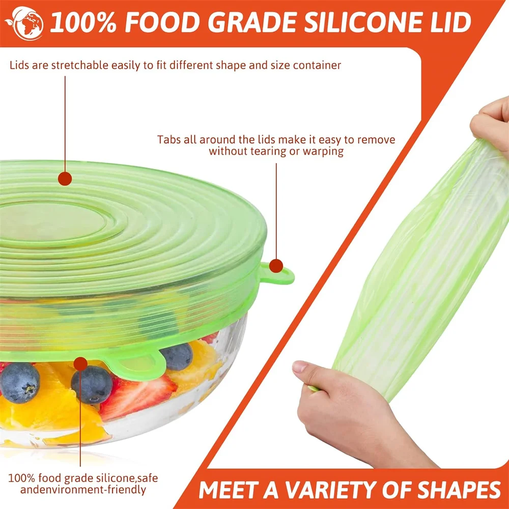 6 قطع من أغطية أوعية السيليكون - مراجعة Silicone Stretch Lid وسعره