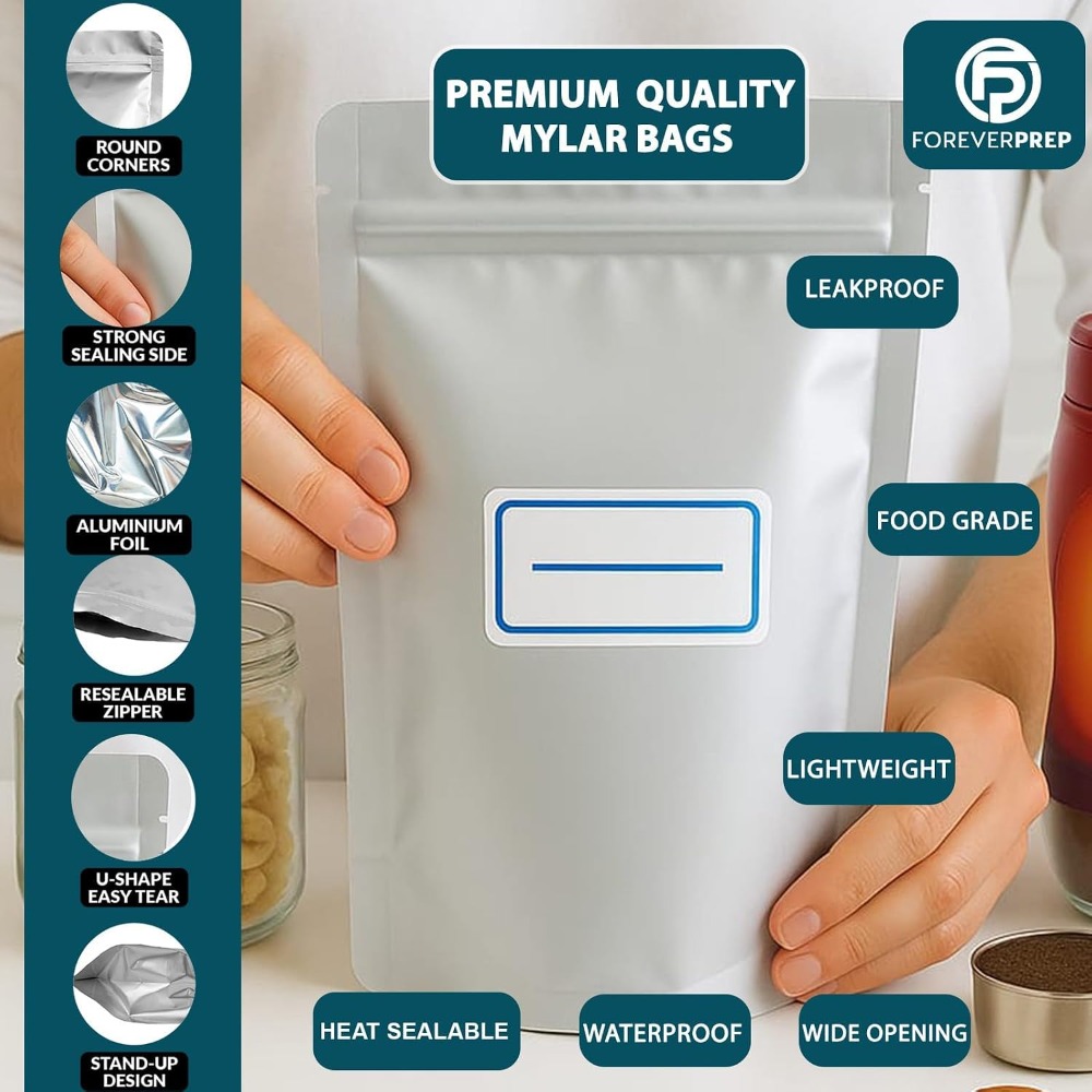 155 كيس مايلر مع 155 ممتص للأك - مراجعة Food Storage Long Term وسعره