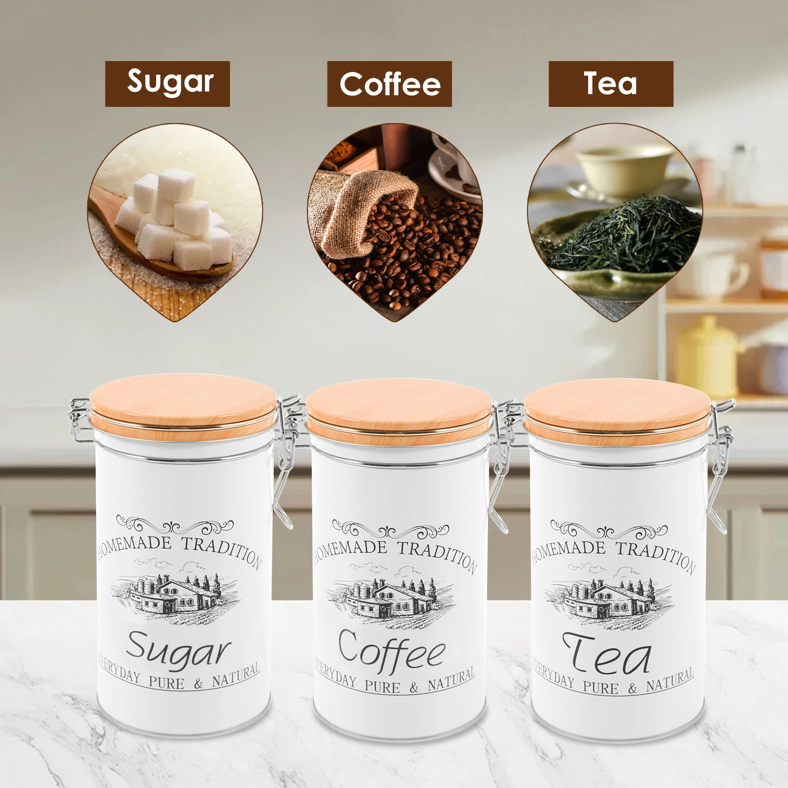 3 قطعة/المجموعة الشاي القهوة ا - مراجعة Food Storage Metal Box وسعره