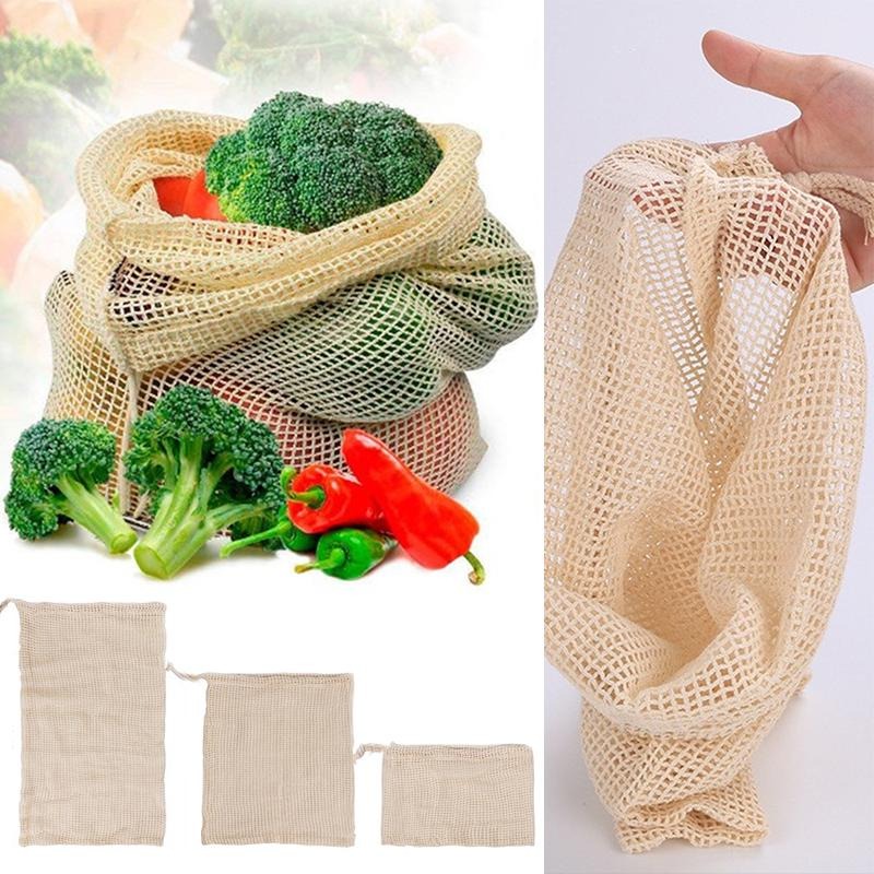 3 قطع/مجموعة أكياس شبكية قطنية - مراجعة Produce Bag Reusable Mesh وسعره